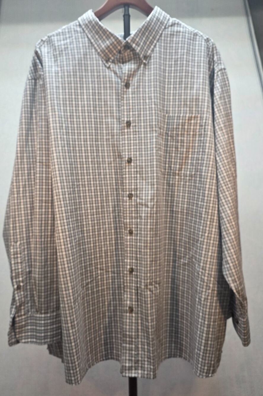 HB Harbor Bay Mens Long Sleeve Cotton Gray White Plaid Button‎ Up 2XL